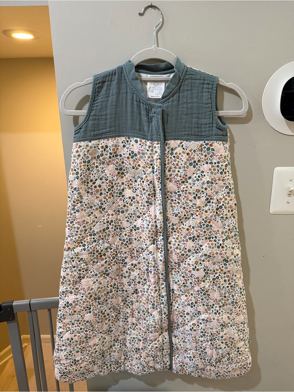 Quilted Floral Sleep Sack - Blue & Cream